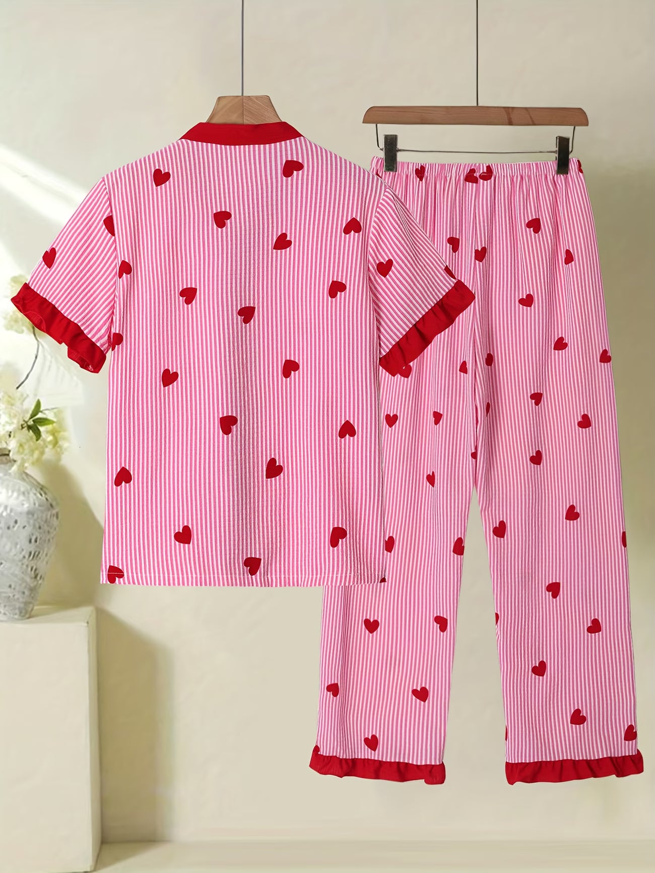 Love Hearts Elegant Ladies Pajama Set