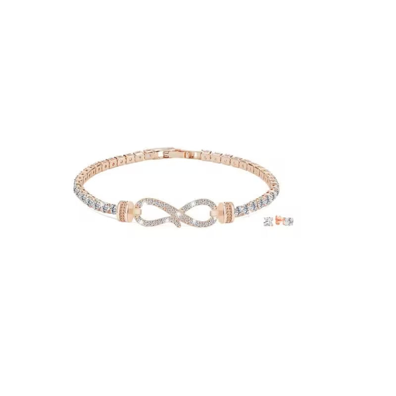 MGJ™ Infinity Pavé Bracelet & Earrings Set for Women with Austrian Crystals
