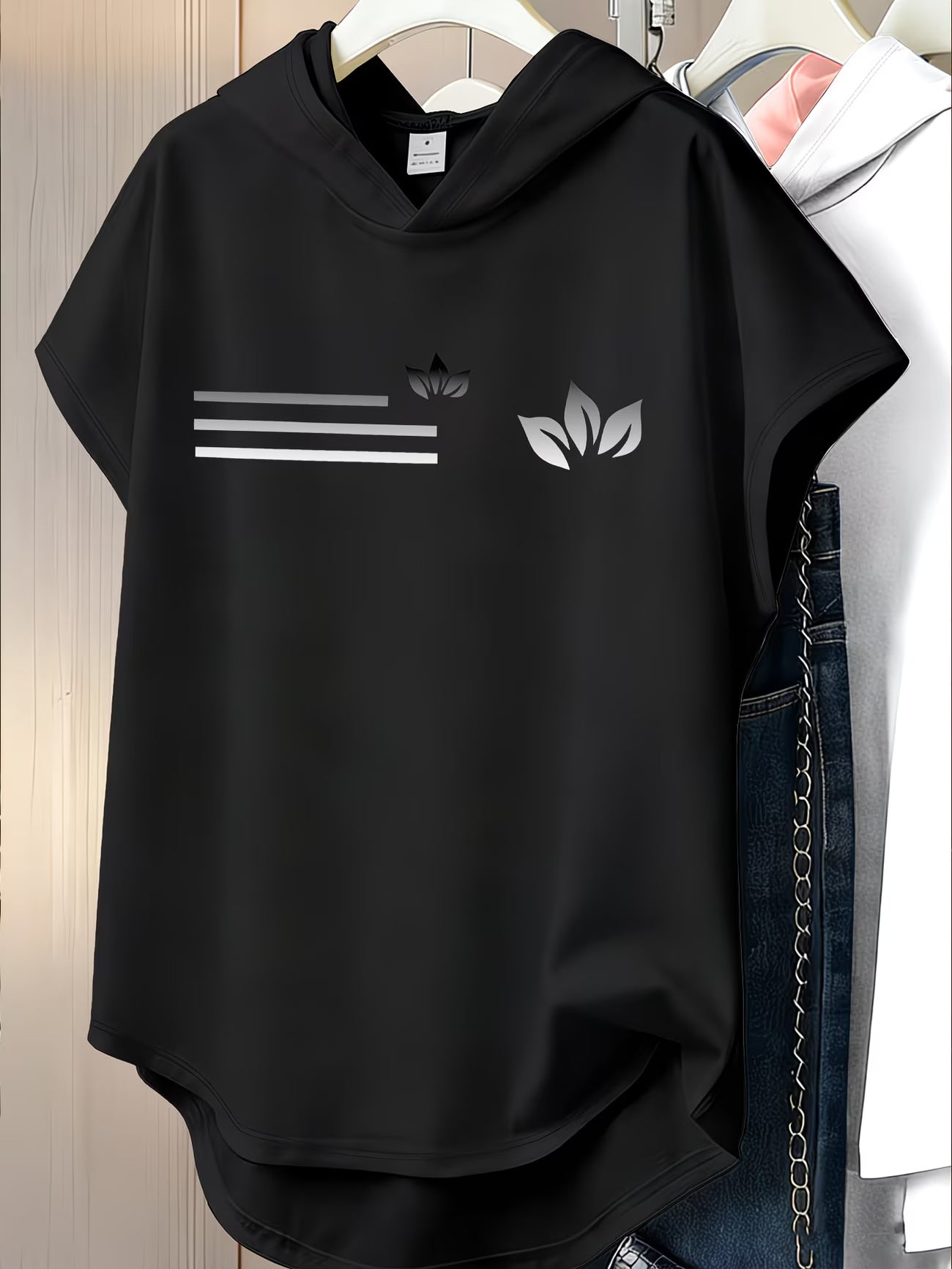 1pc Women's Y2K Retro Minimalist Hooded T-Shirt