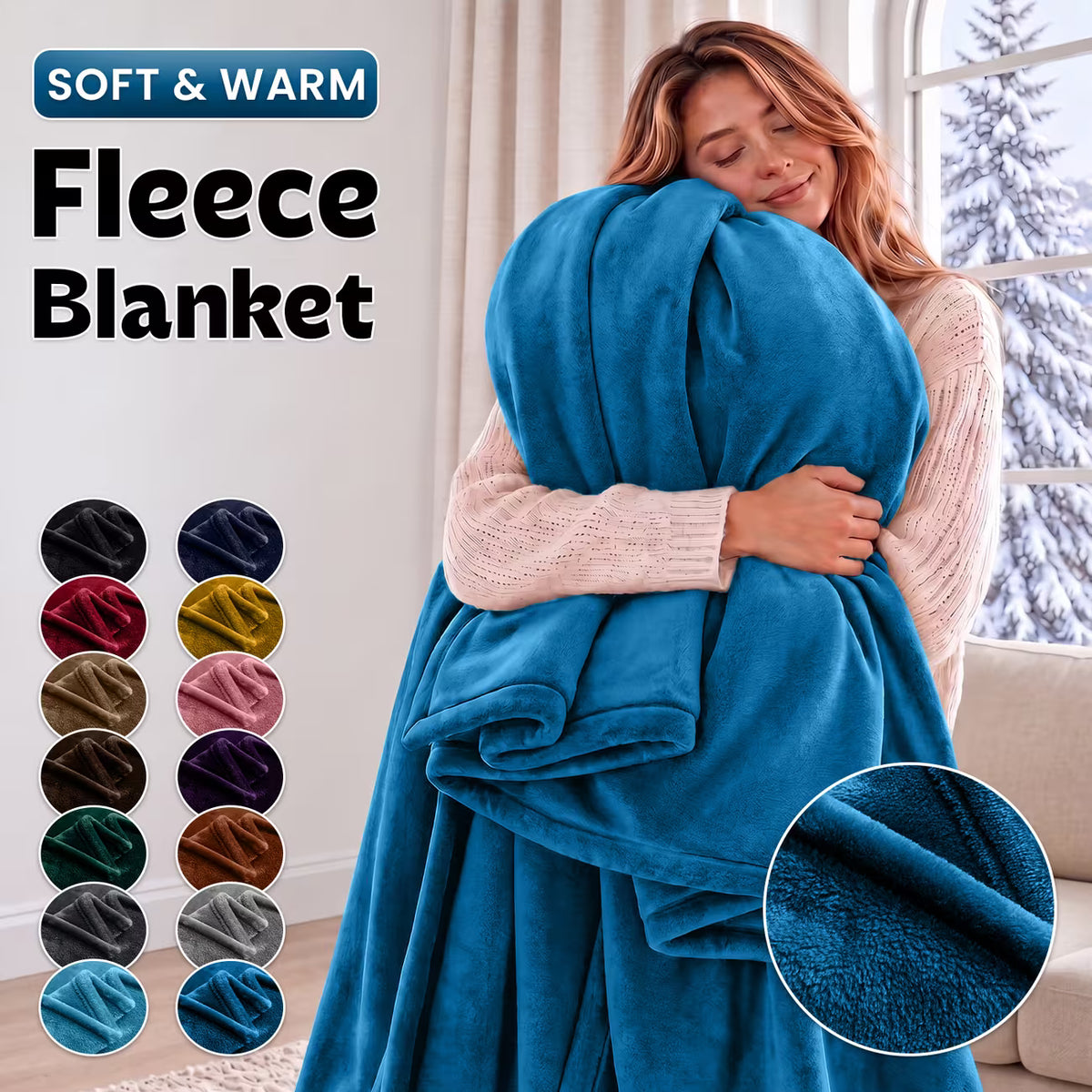 Soft Fleece Throw Blanket, King Size