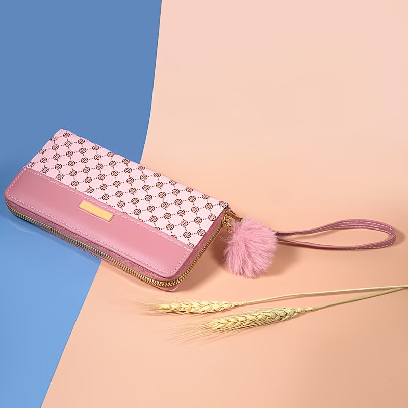 Printed Women's Long Wallet – Zip Closure, Large Capacity Handbag