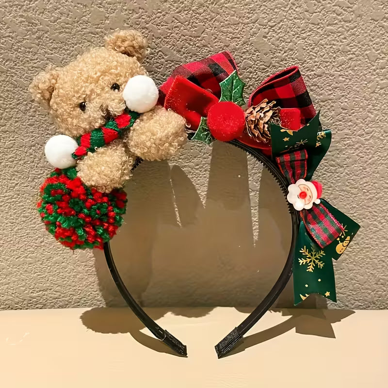 Women'S Christmas Plush Bear Bow Headband