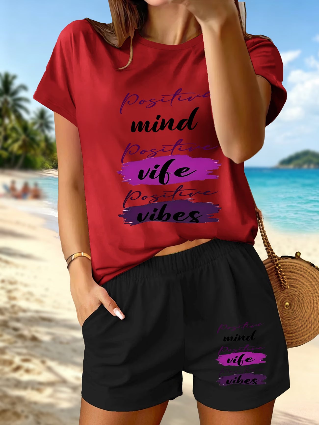 Positive Vibes Co-Ord Set – Tee & Shorts