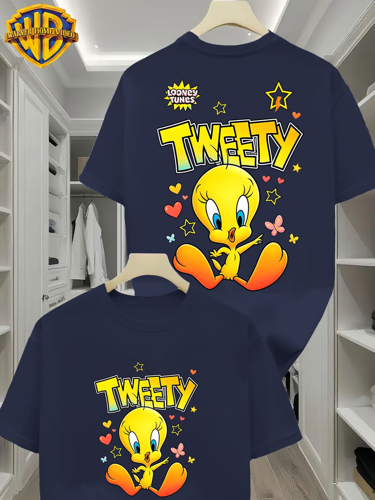 Men's Tweety Love Star Print Comfortable Casual Elastic T-Shirt