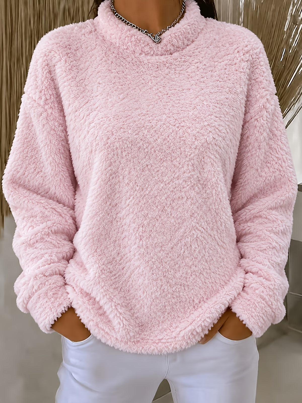 Women's Plush High-Neck Pullover Sweater