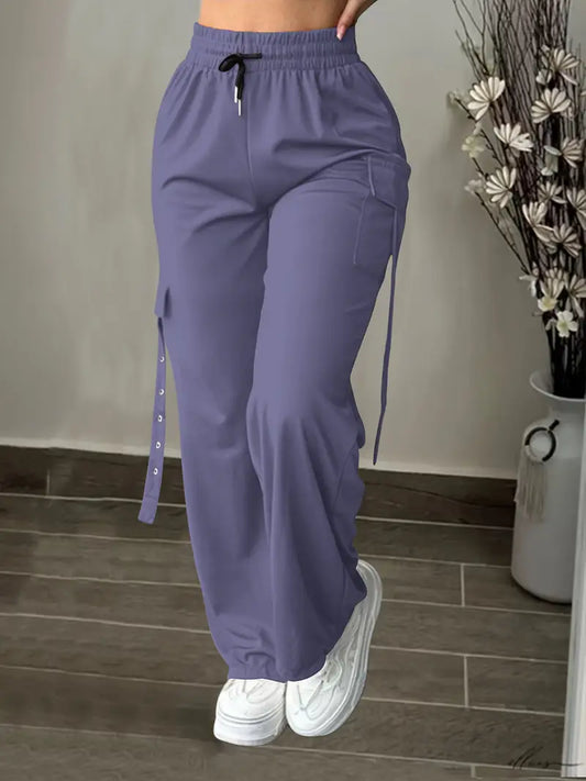 Women'S Casual Cargo Pants with Adjustable Drawstring Waist