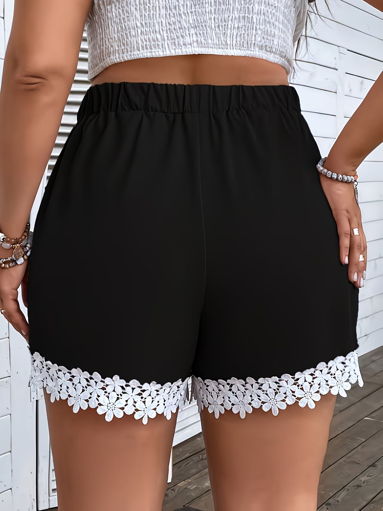 Plus-Size Lace Trim Bohemian Shorts — Effortless Summer Style