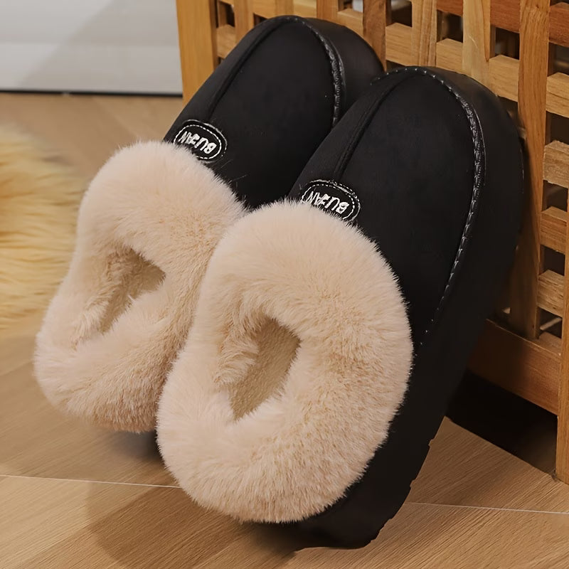 Unisex Warm Plush Indoor Slippers – Low-Top Winter Home Shoes