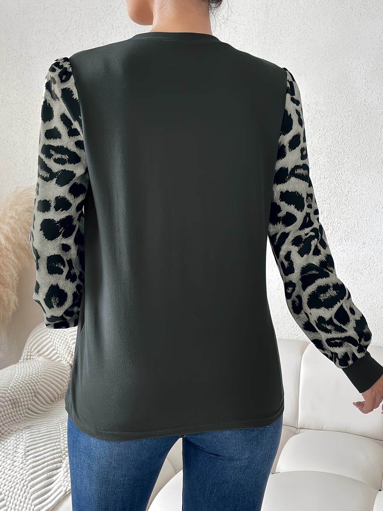 Elegant Blouse Long Sleeve Round Neck T-Shirt