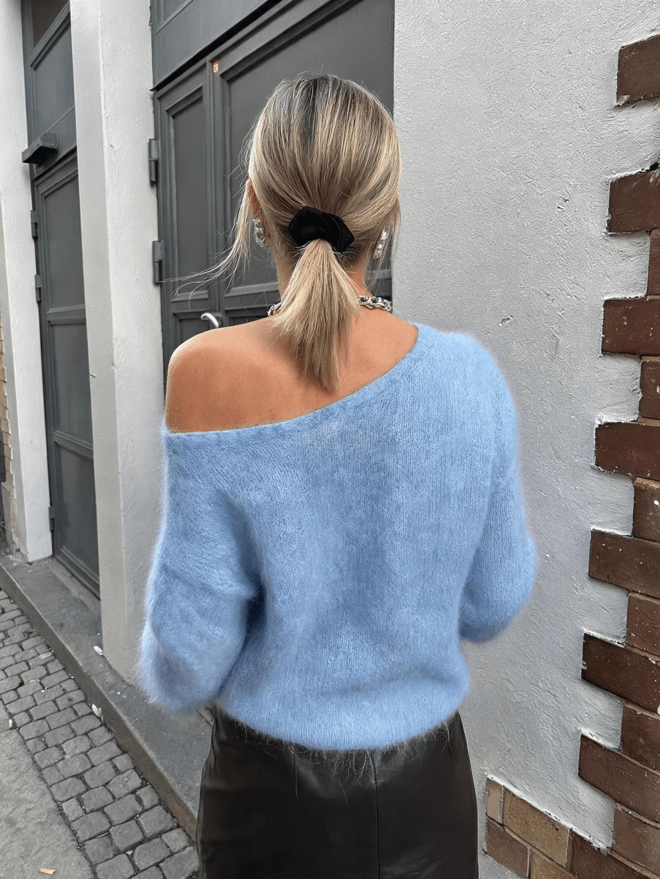 Off-The-Shoulder Fluffy Sweater for Women