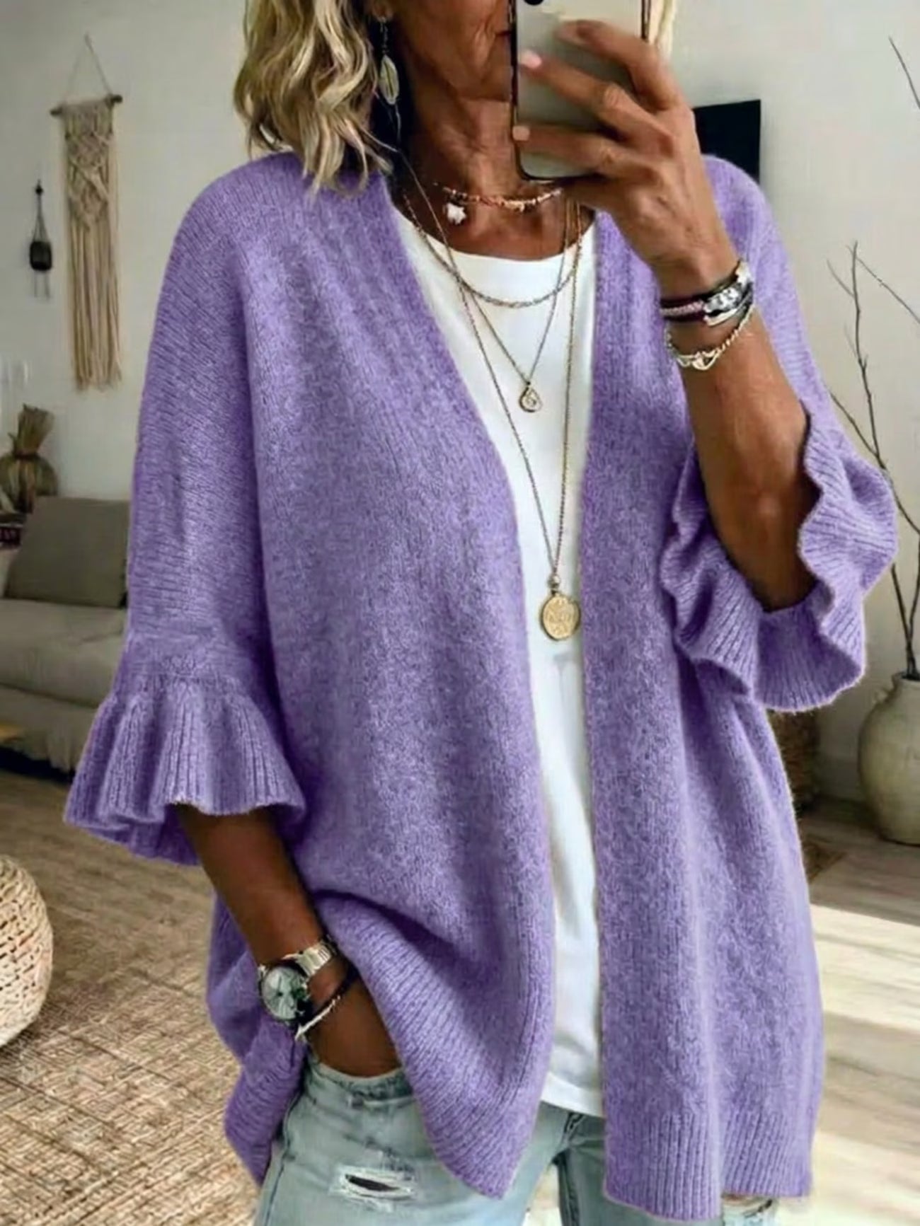 Plus Size Women's Elegant Cardigan – Easy Design Versatile Sweater Jacket