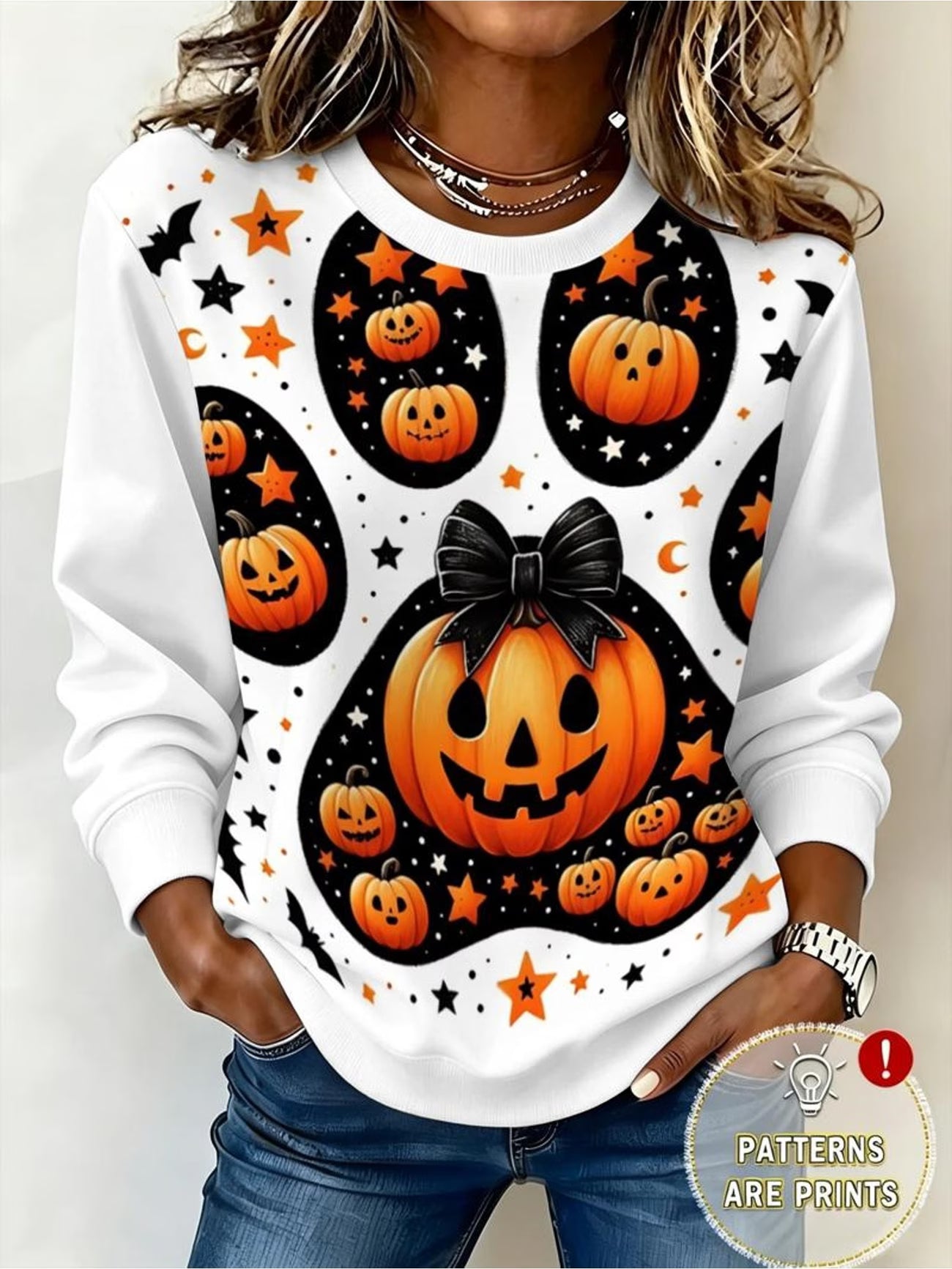 Halloween Paw Print Pumpkin & Bat Sweatshirt