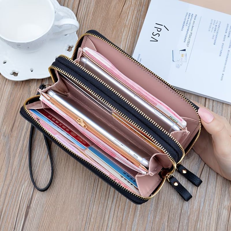 Women's Fashionable Coin Purse – Dual Zipper Wallet with Multi-Card Slots