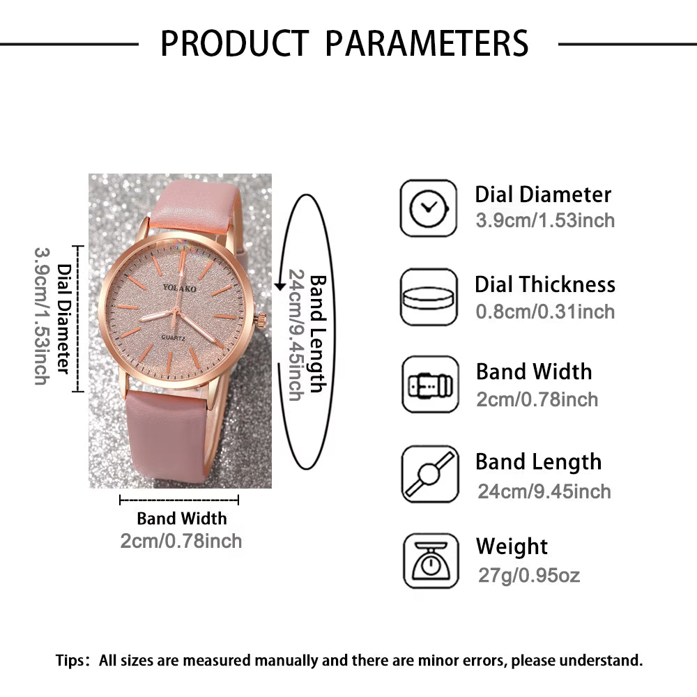 5pcs Elegant Women's Watch & Jewellery Gift Set