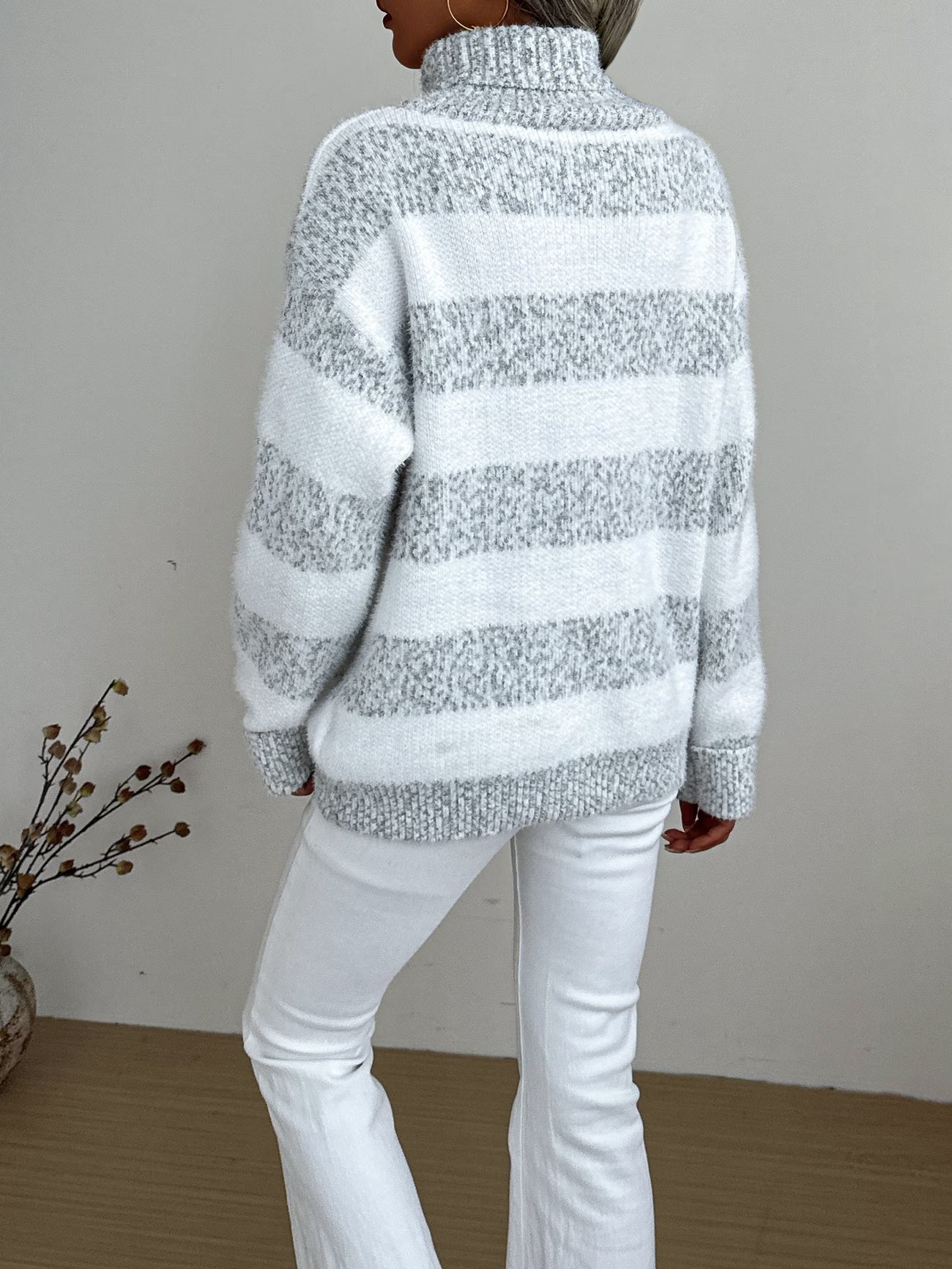 High-Neck Faux Mink Sweater – Women's Loose-Fit Outerwear