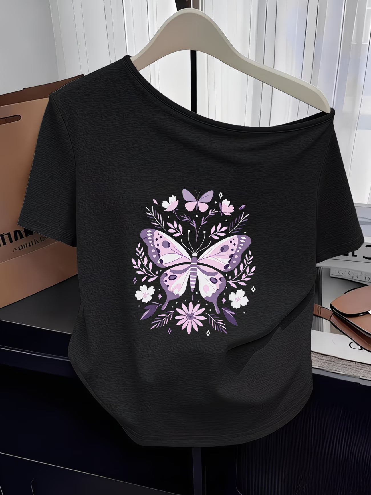 Butterfly & Floral Dream Print T-Shirt