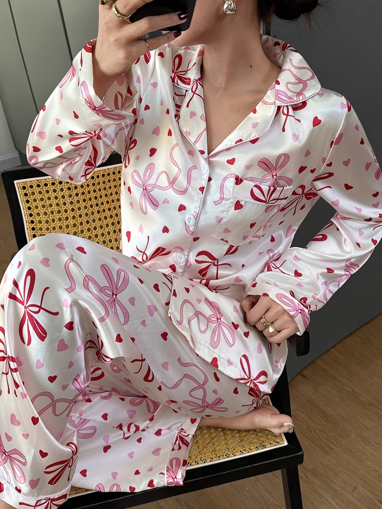 Soft Satin Button-Up Top & Pants Set