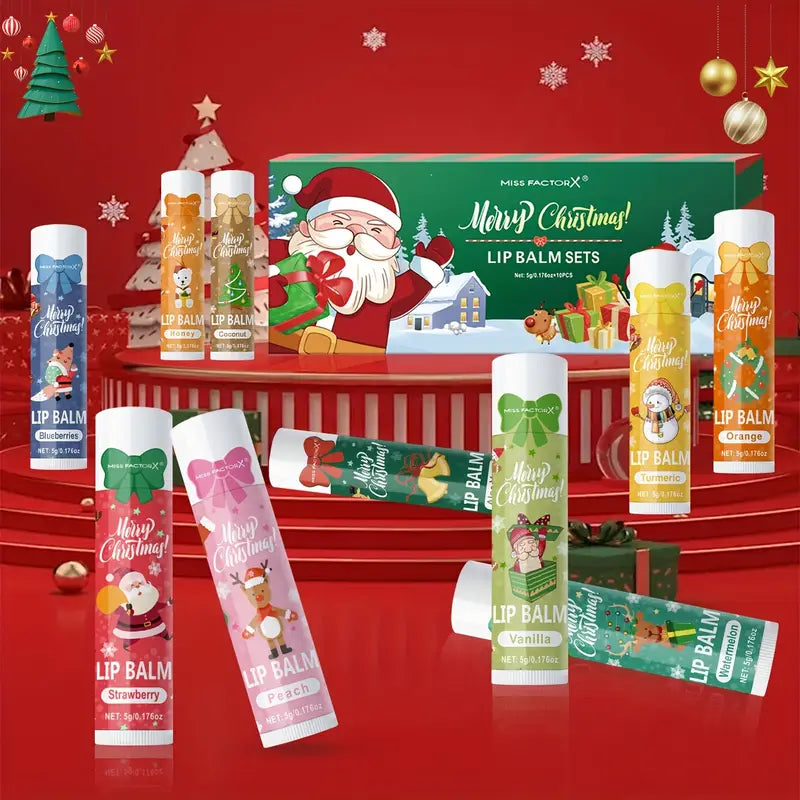 Gift Set 10pcs/Box Deep Hydration Long-Lasting Moisturizing Lip Balm Set