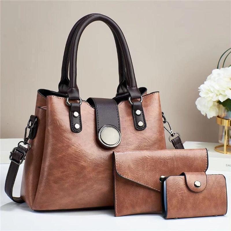 Faux Leather Shoulder, Handbags, Pouch, Wallet Set