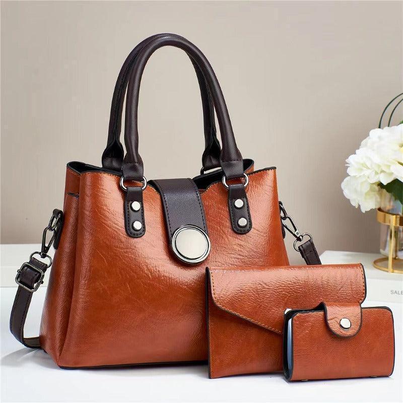 Faux Leather Shoulder, Handbags, Pouch, Wallet Set