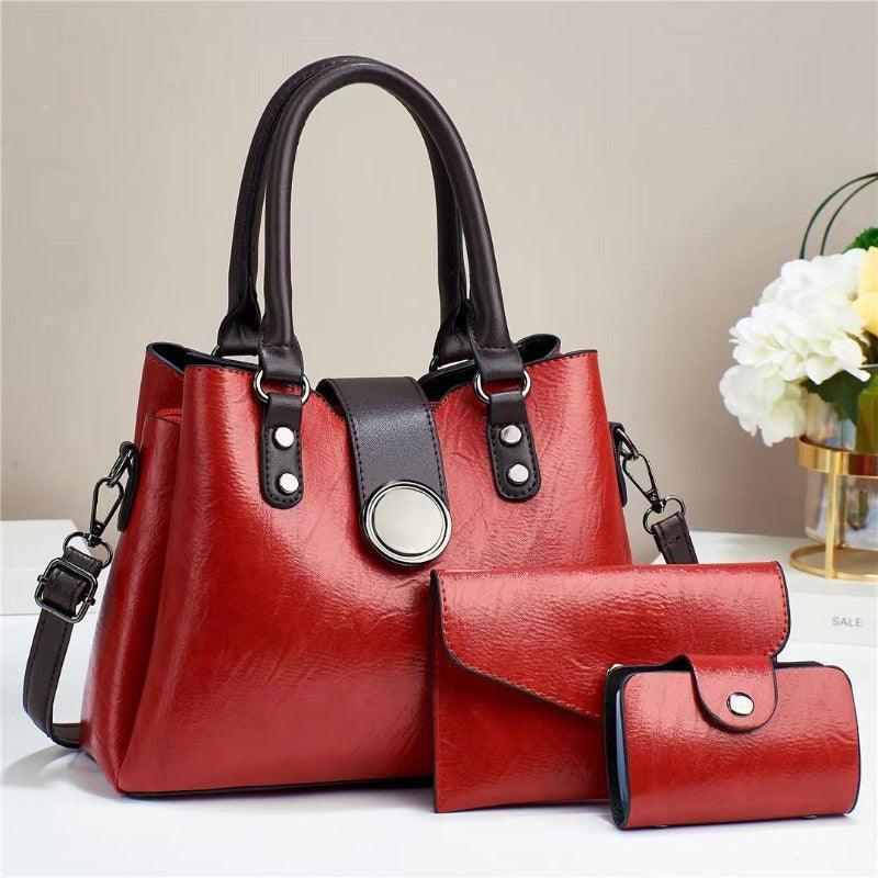 Faux Leather Shoulder, Handbags, Pouch, Wallet Set