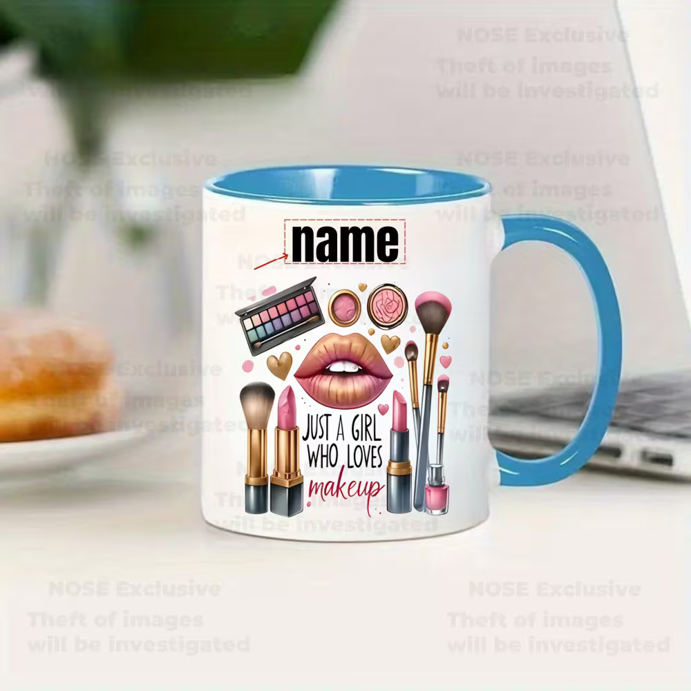 Customizable Makeup-Themed Mug That Can Have a Name Or Text Printed on It