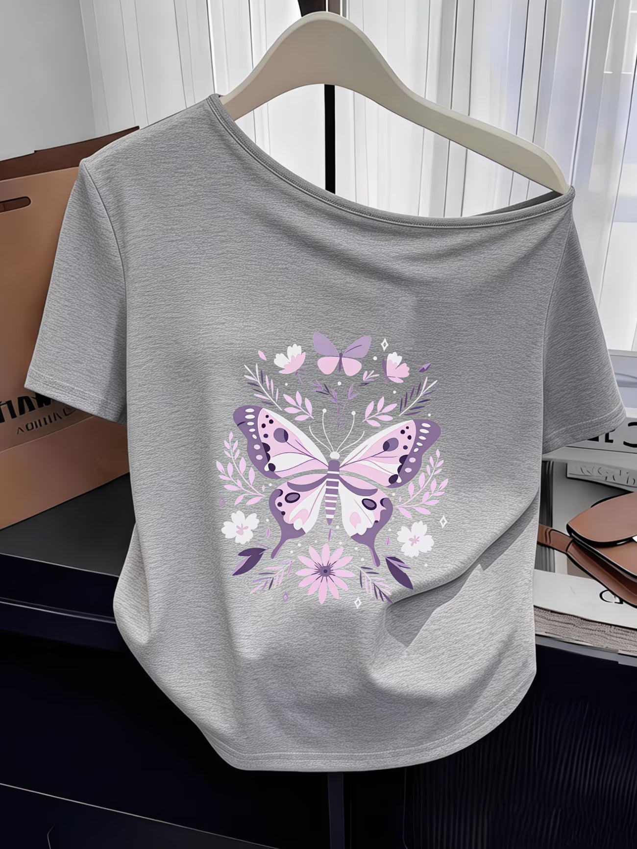 Butterfly & Floral Dream Print T-Shirt