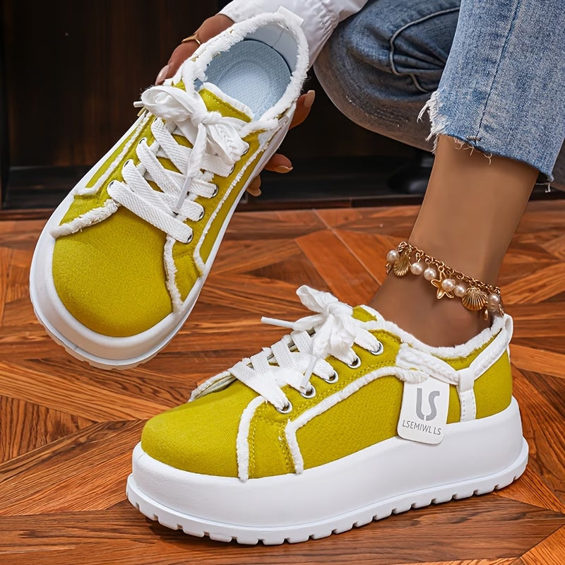 Americana Fray Platform Sneakers – Vintage Skate Style with Height-Boosting Sole