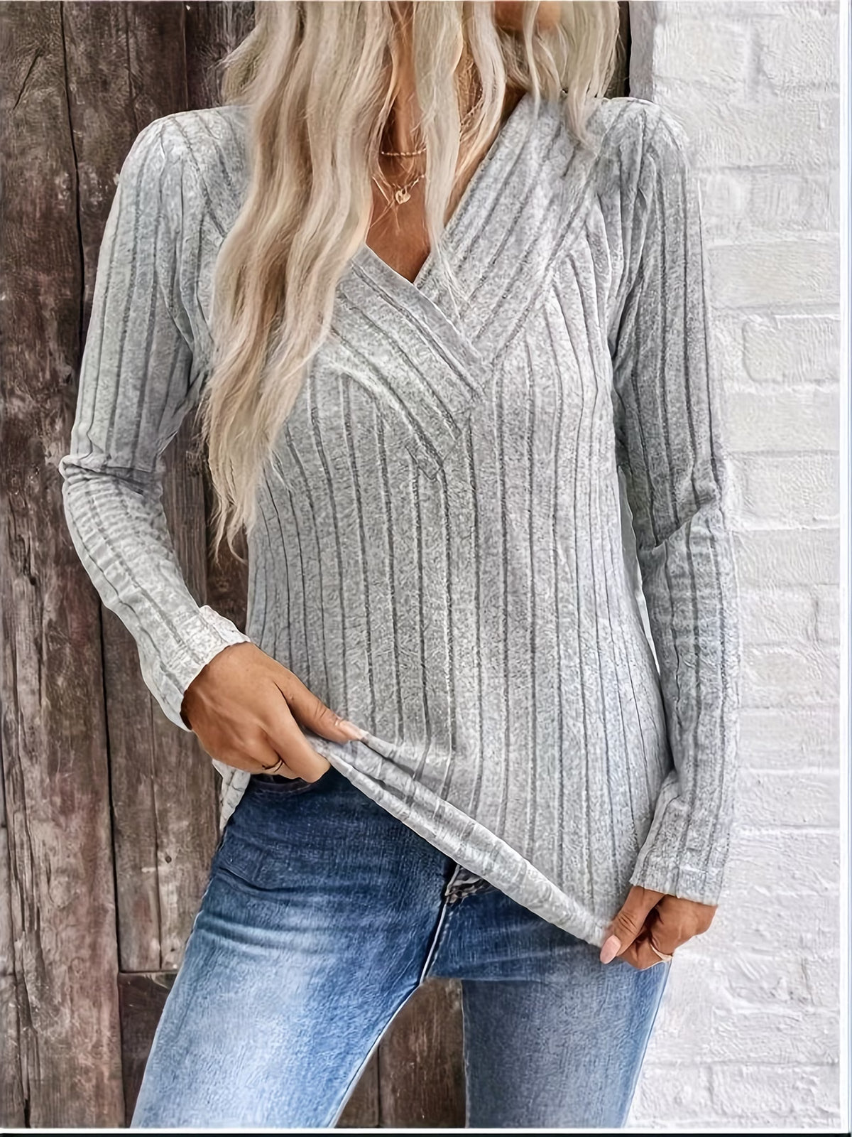 V-Neck Cross-Rib Base Layer Top