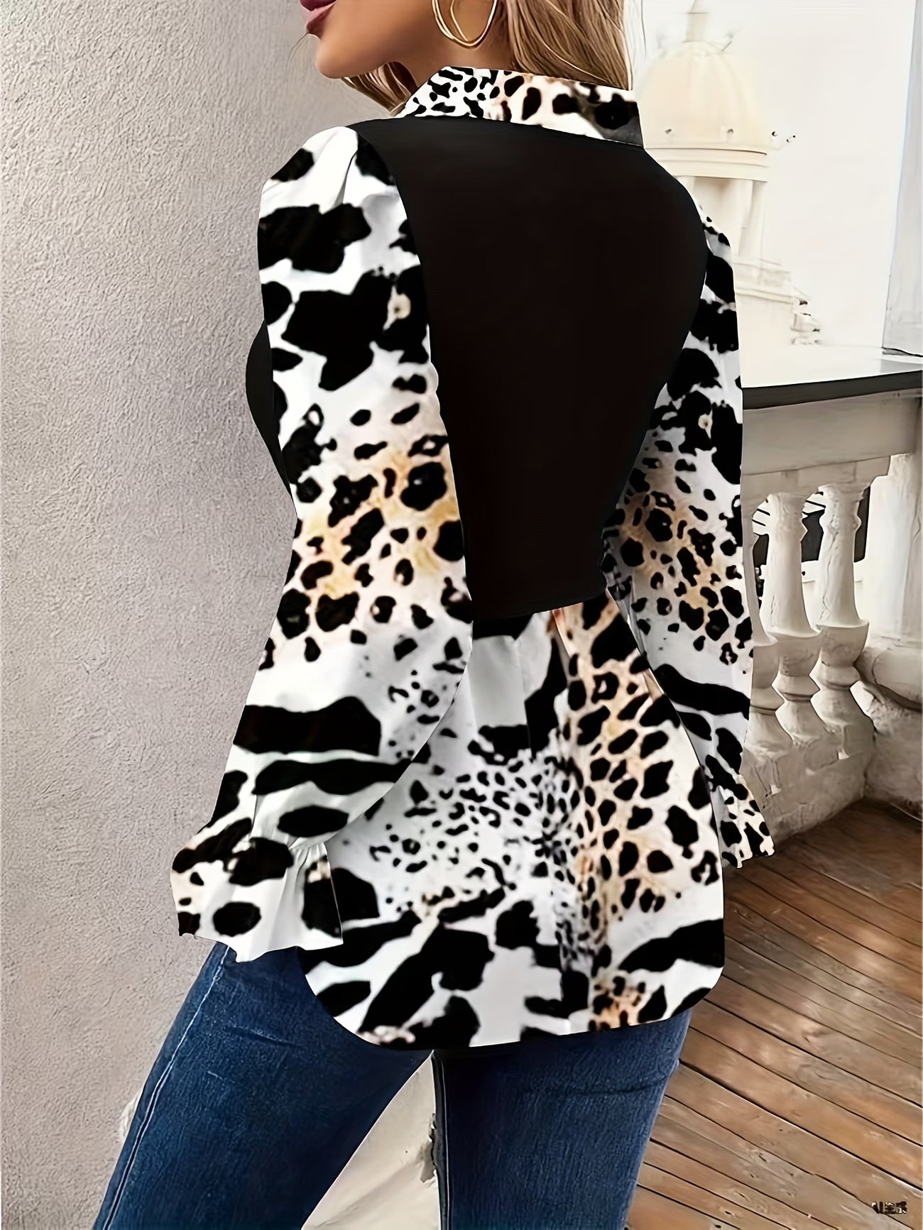 Ladies' Leopard Print Long Sleeve Shirt
