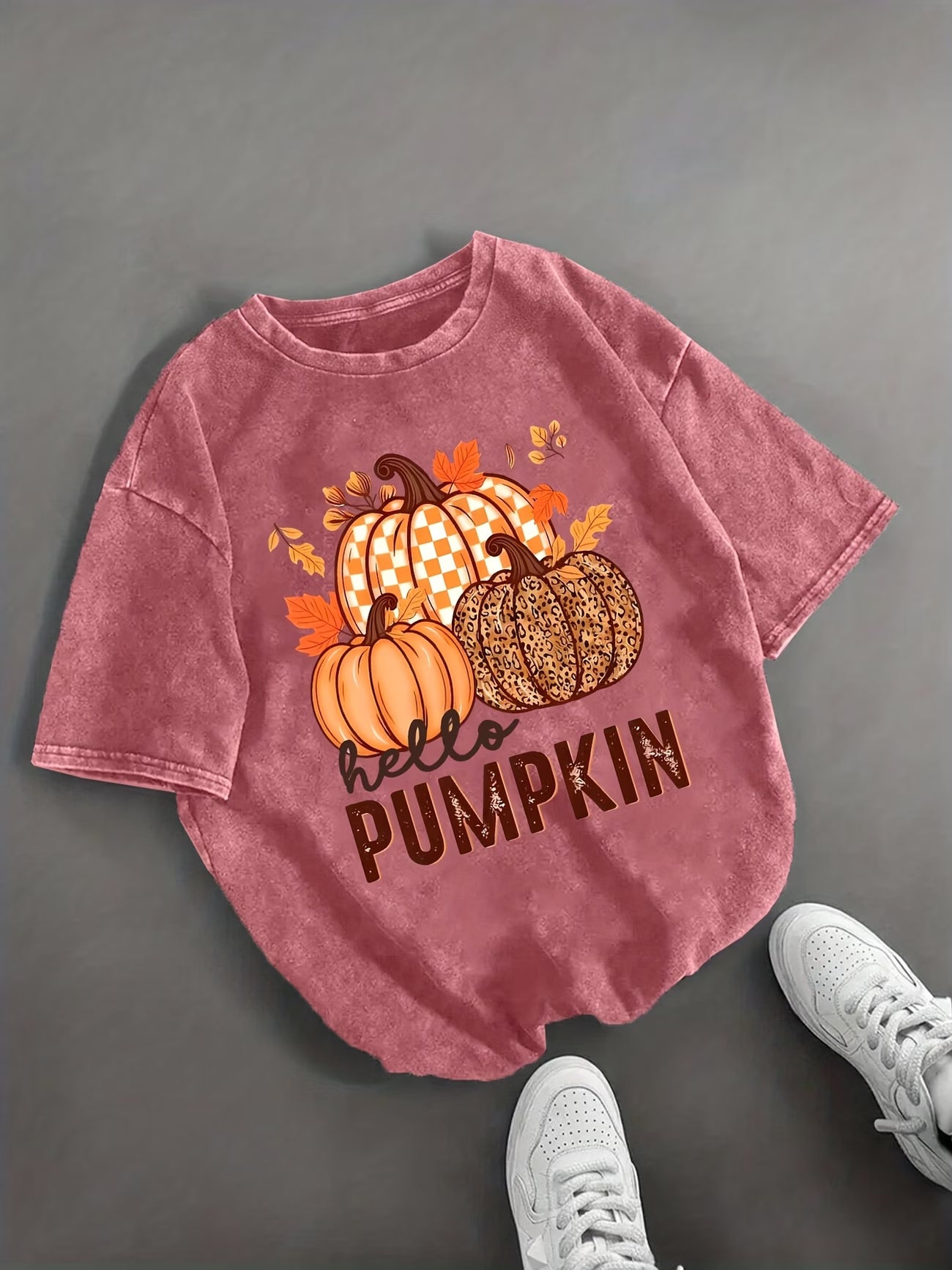 Fall Pumpkins Retro Graphic Print Top