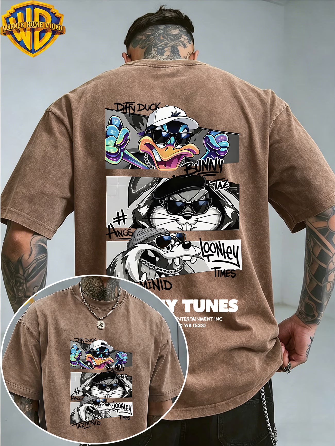 Cool Cartoon Panel Print Short Sleeve T-Shirt