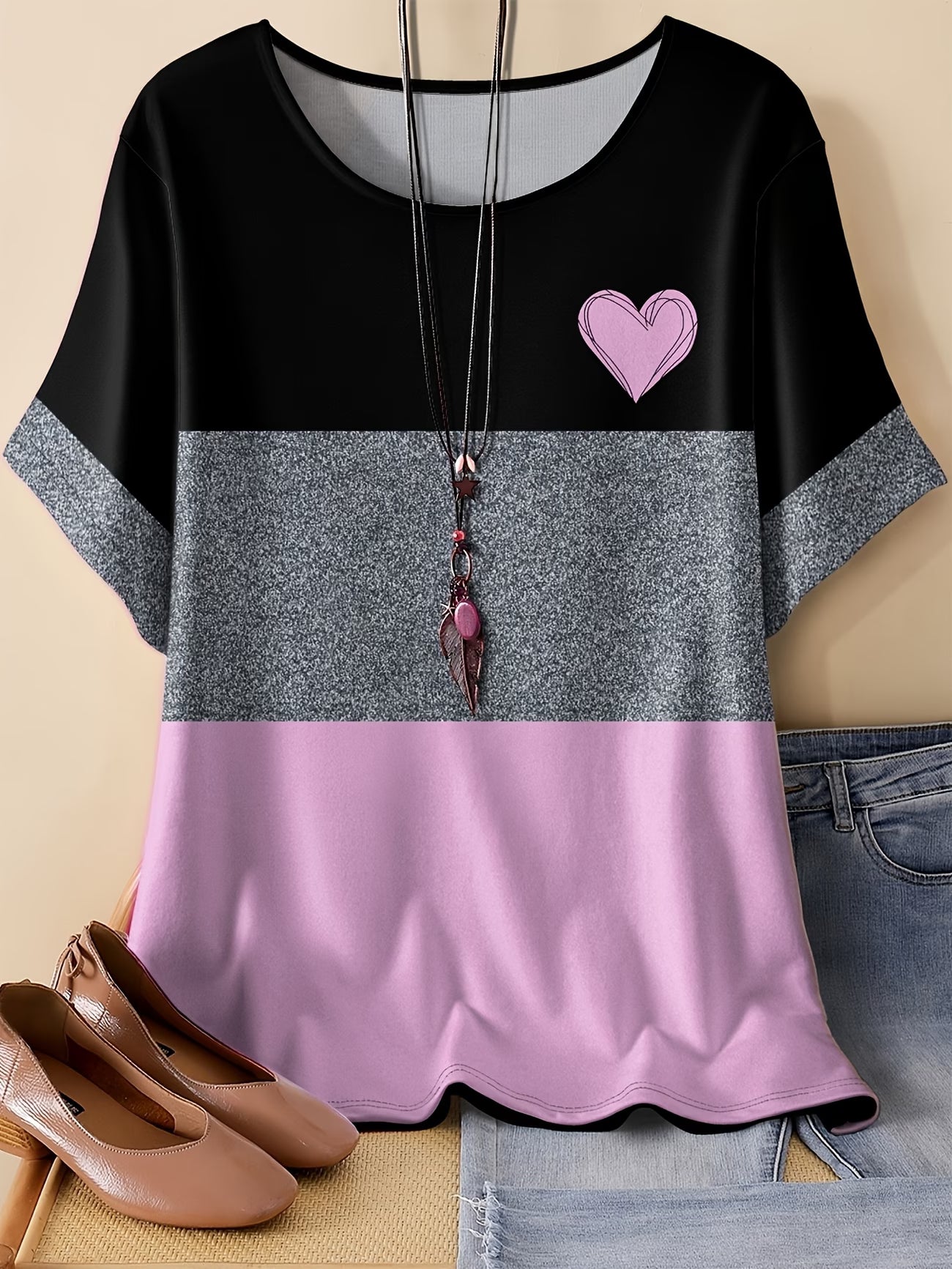 Plus Size, Women's Size Bohemian Short-Sleeve T-Shirt