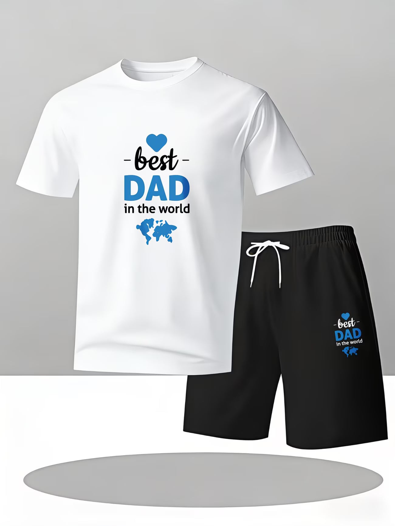Men's 'Best Dad In The World' Slogan T-Shirt & Shorts Set