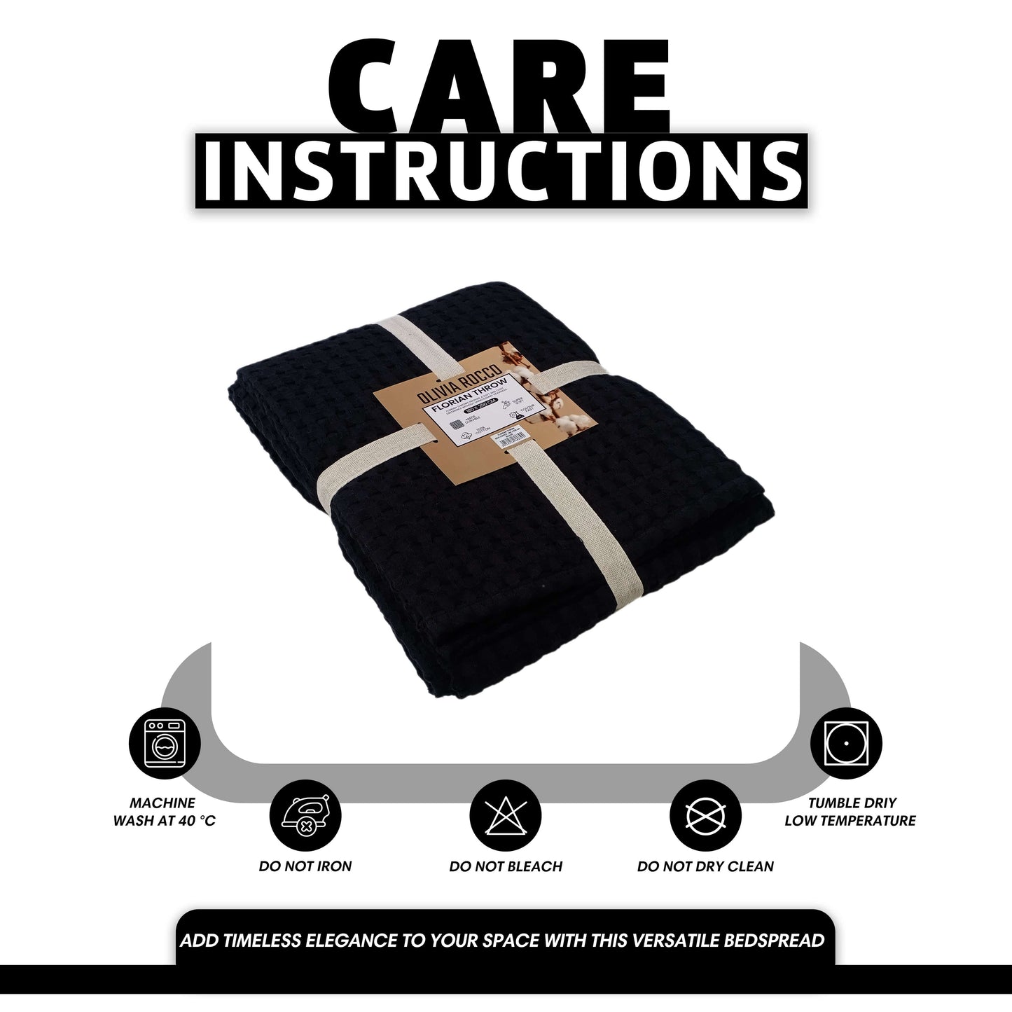 Florian Checked Throw Blanket Black Bedspread for Sofas Armchairs Sofa Settee Couch Beds & Couches