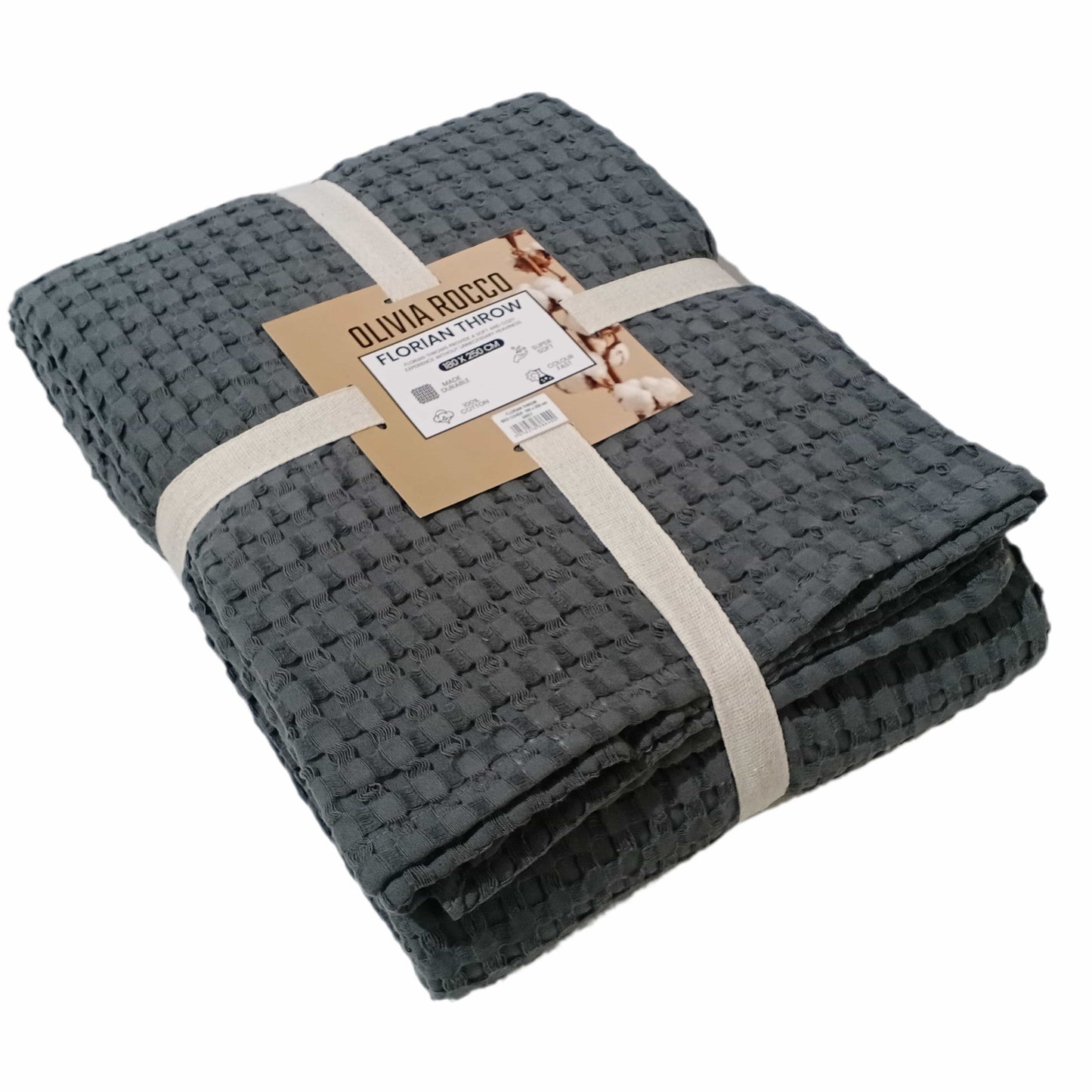 Florian Checked Throw Blanket Grey Bedspread for Sofas Armchairs Sofa Settee Couch Beds & Couches