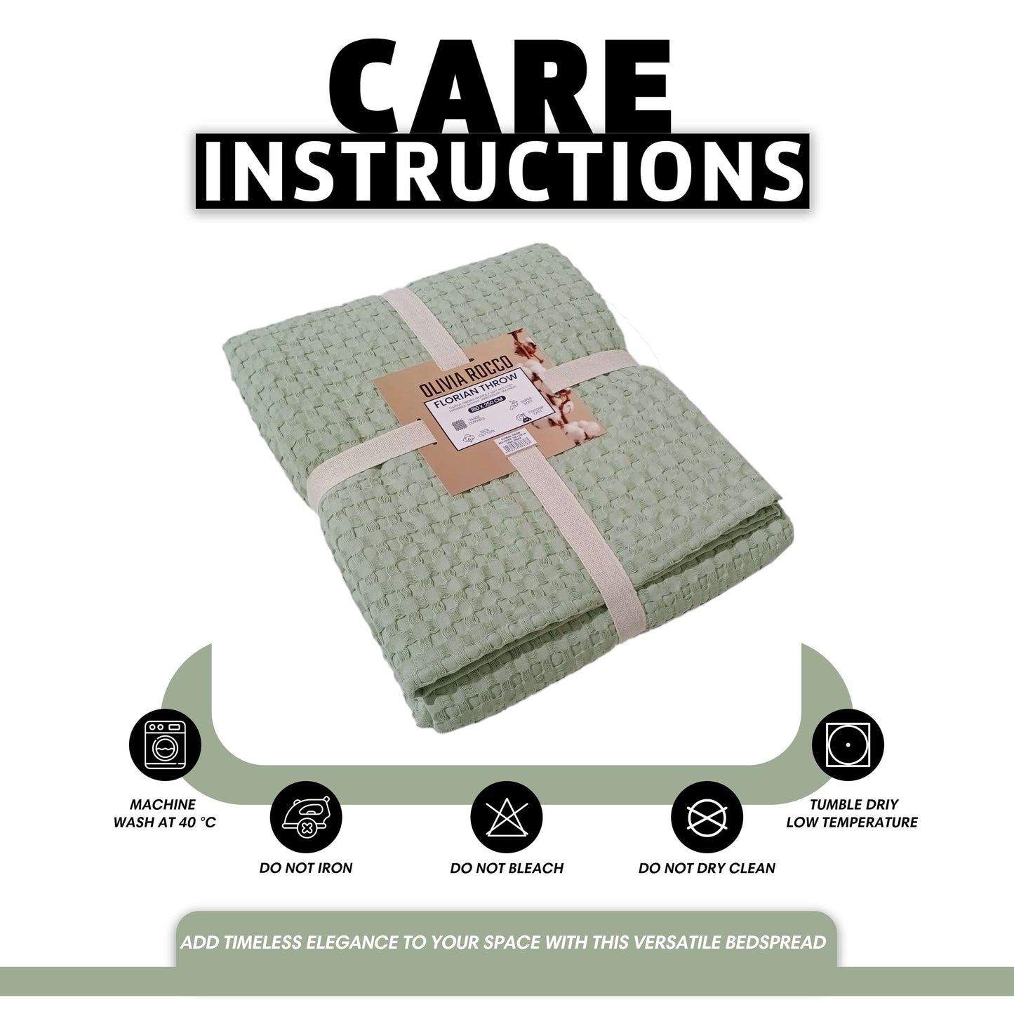 Florian Checked Throw Blanket Sage Green Bedspread for Sofas Armchairs Sofa Settee Couch Beds & Couches