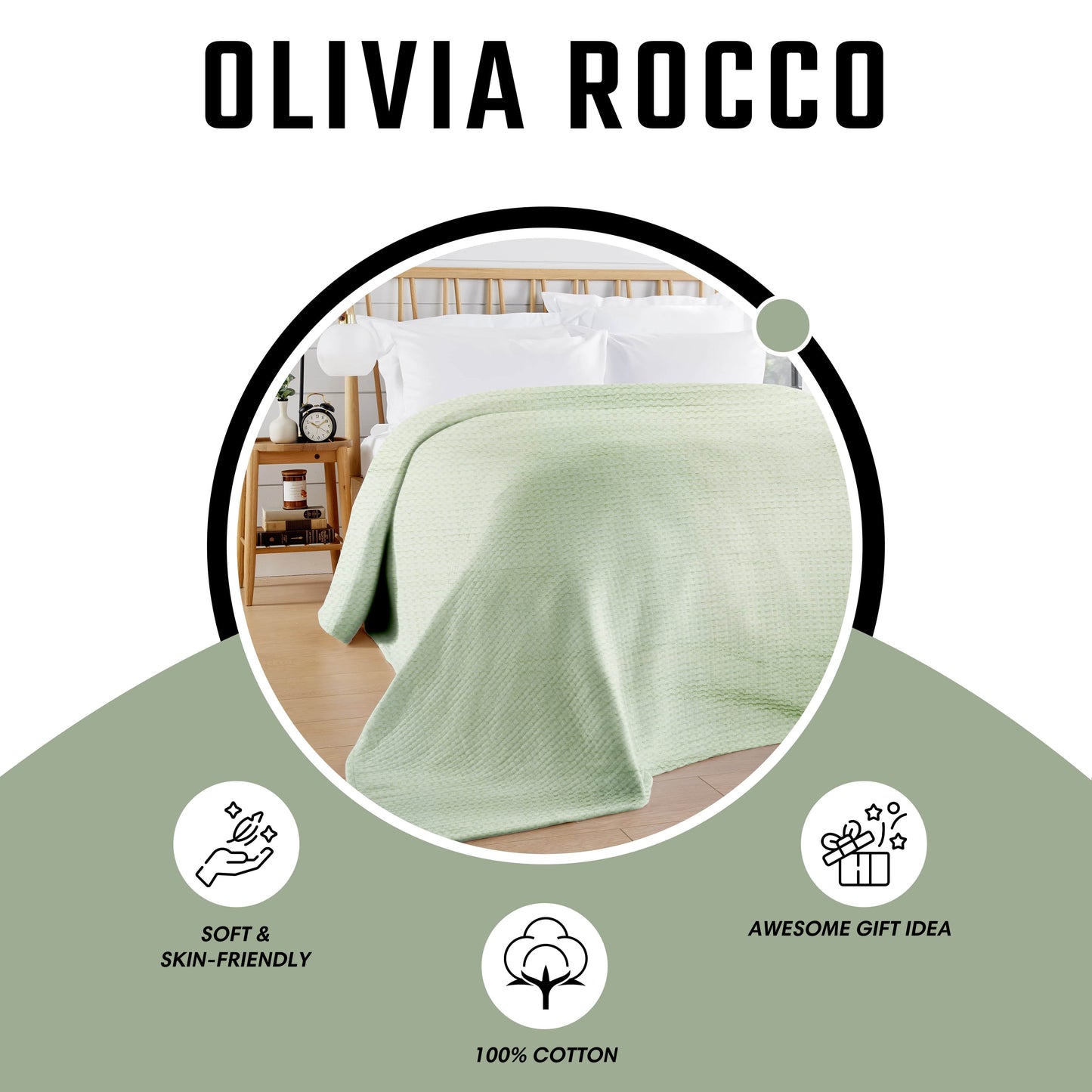 Florian Checked Throw Blanket Sage Green Bedspread for Sofas Armchairs Sofa Settee Couch Beds & Couches
