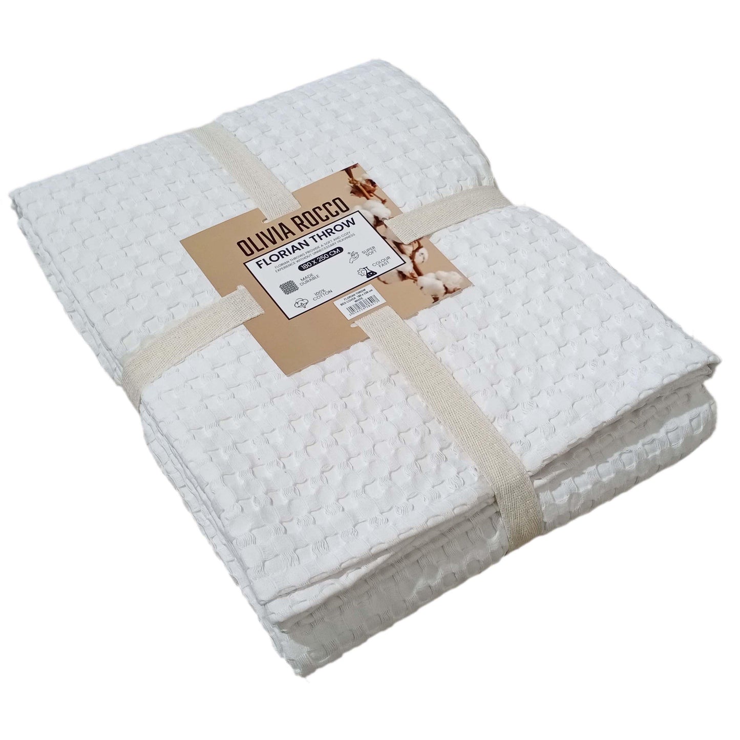 Florian Checked Throw Blanket White Bedspread for Sofas Armchairs Sofa Settee Couch Beds & Couches