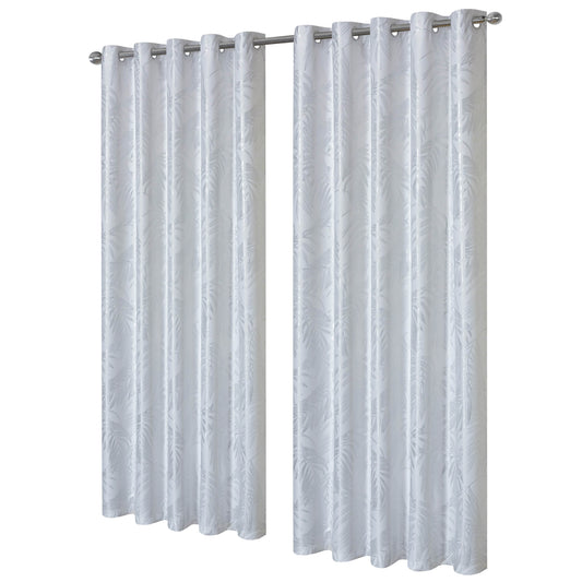 Leaf White Sparkle Blackout Curtains Super Soft Thermal Insulated Eyelet Drapes for Living Room & Bedroom 2 Panels