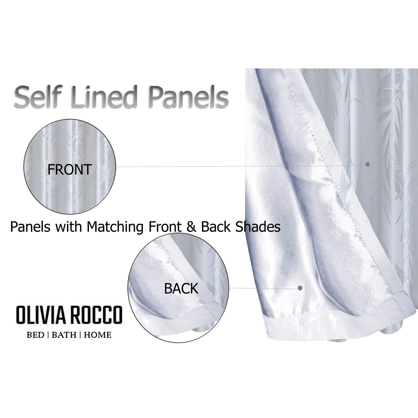 Leaf White Sparkle Blackout Curtains Super Soft Thermal Insulated Eyelet Drapes for Living Room & Bedroom 2 Panels