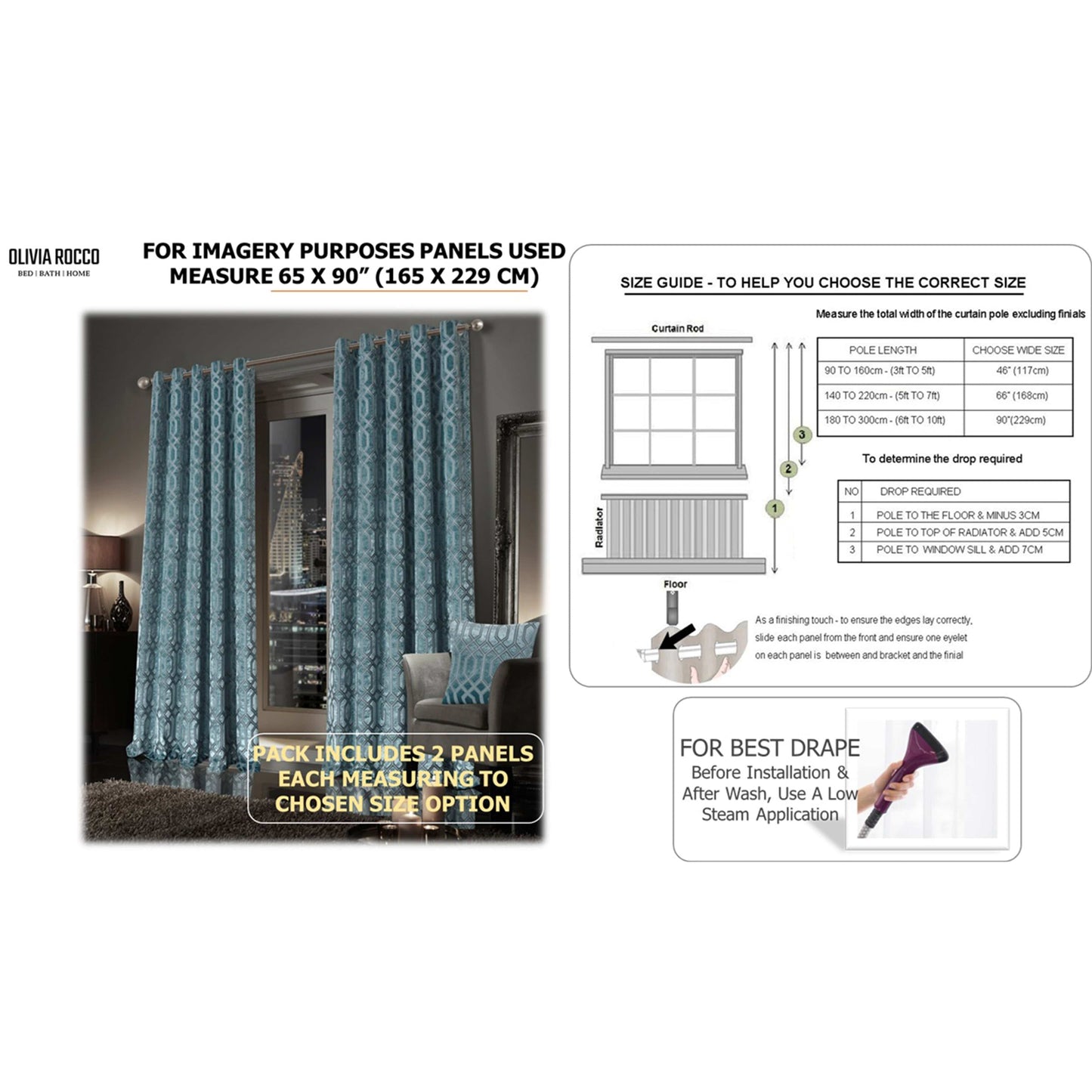 Luxe Geo Velvet Eyelet Curtains Teal Thermal Insulated Soundproof Light Blocking Drapes for Bedroom & Lounge