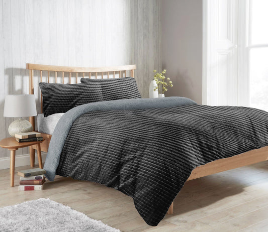 Maine Check Super Soft Fluffy Fleece Duvet Cover Set with Pillowcases Reversible Bedding for Winter Warmth