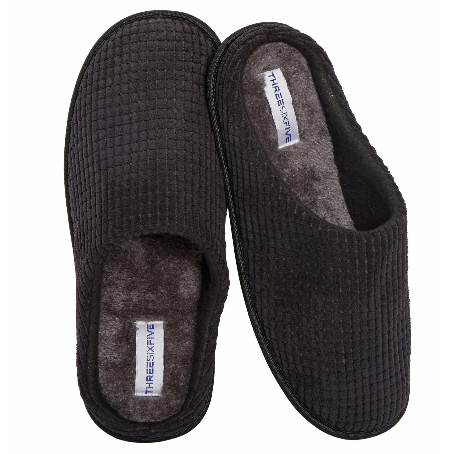 Sock Stack Men's Corduroy Slip On Indoor Slippers Non Slip Memory Foam Warm Thermal Lined Easy Care Slippers For Home Comfort