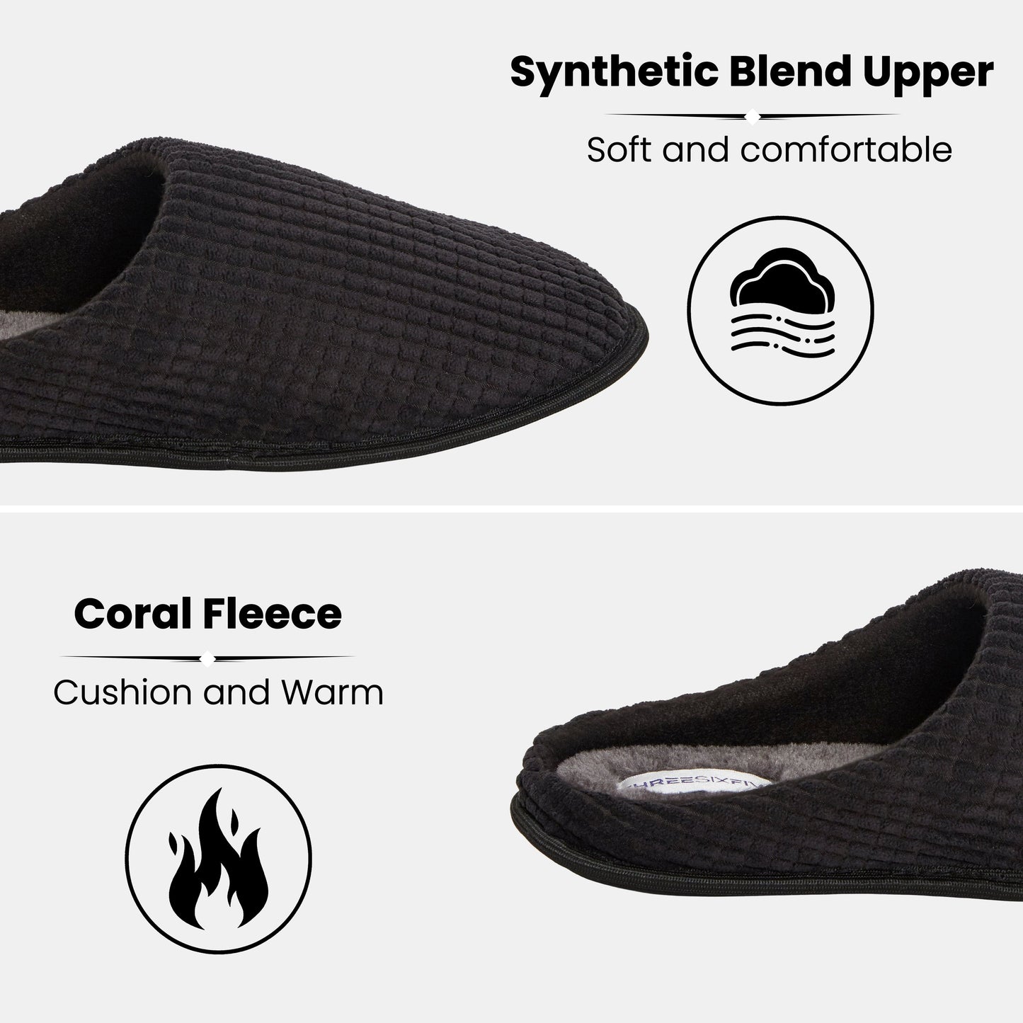 Sock Stack Men's Corduroy Slip On Indoor Slippers Non Slip Memory Foam Warm Thermal Lined Easy Care Slippers For Home Comfort