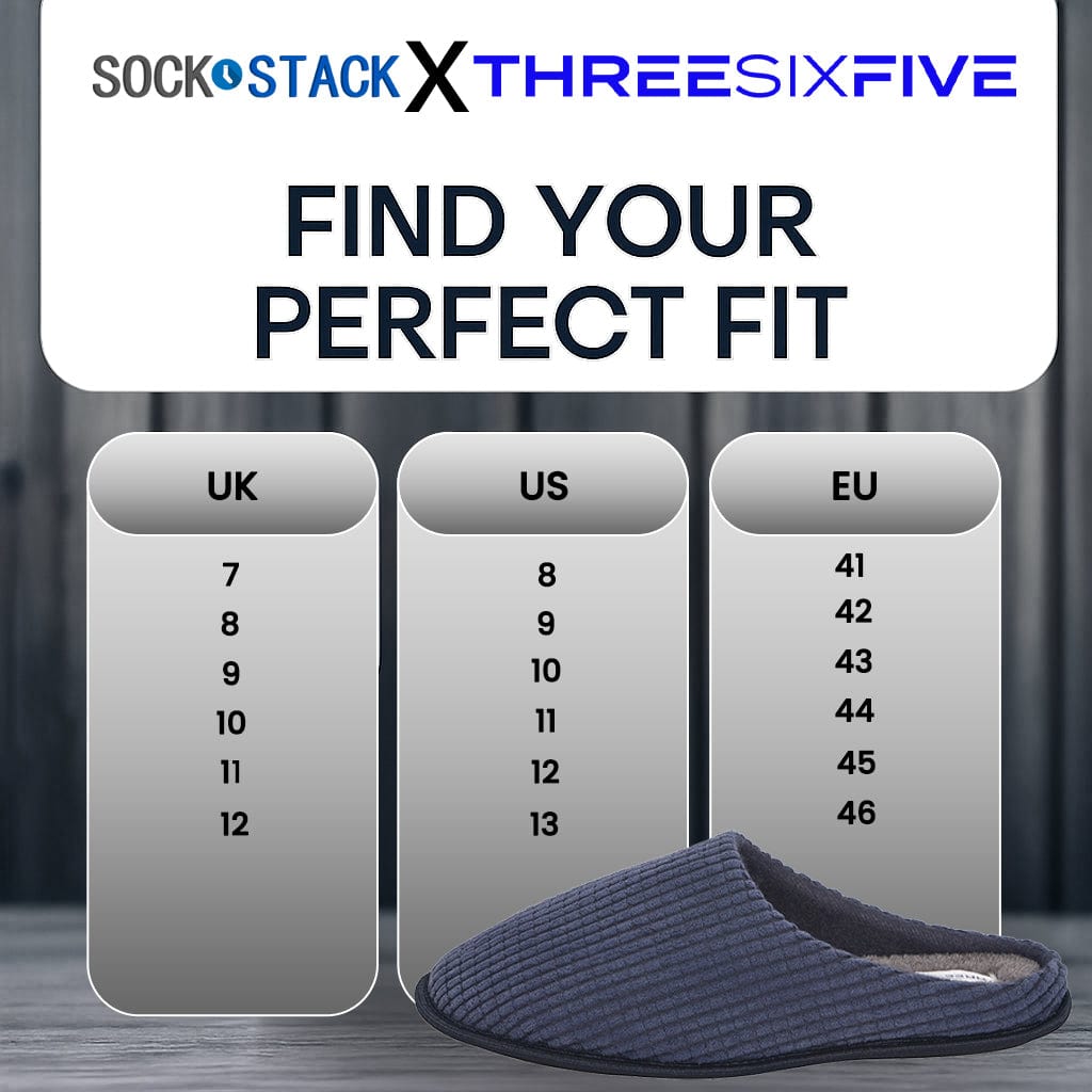 Sock Stack Men's Corduroy Slip On Indoor Slippers Non Slip Memory Foam Warm Thermal Lined Easy Care Slippers For Home Comfort