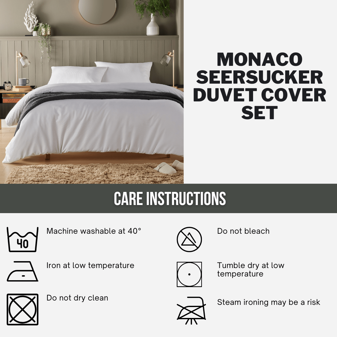 Monaco Seersucker Duvet Cover Set Super Soft Durable Bedding