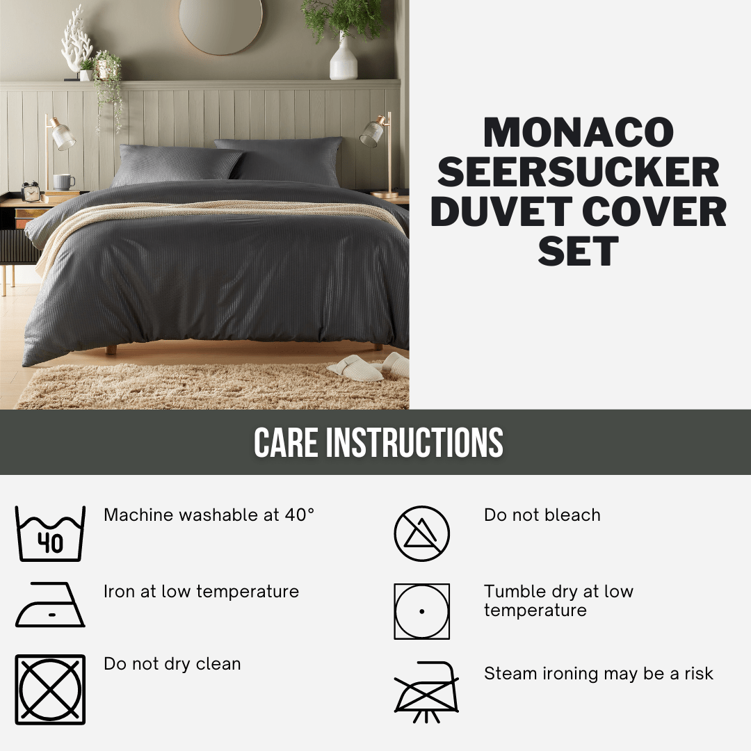 Monaco Seersucker Duvet Cover Set Super Soft Durable Bedding