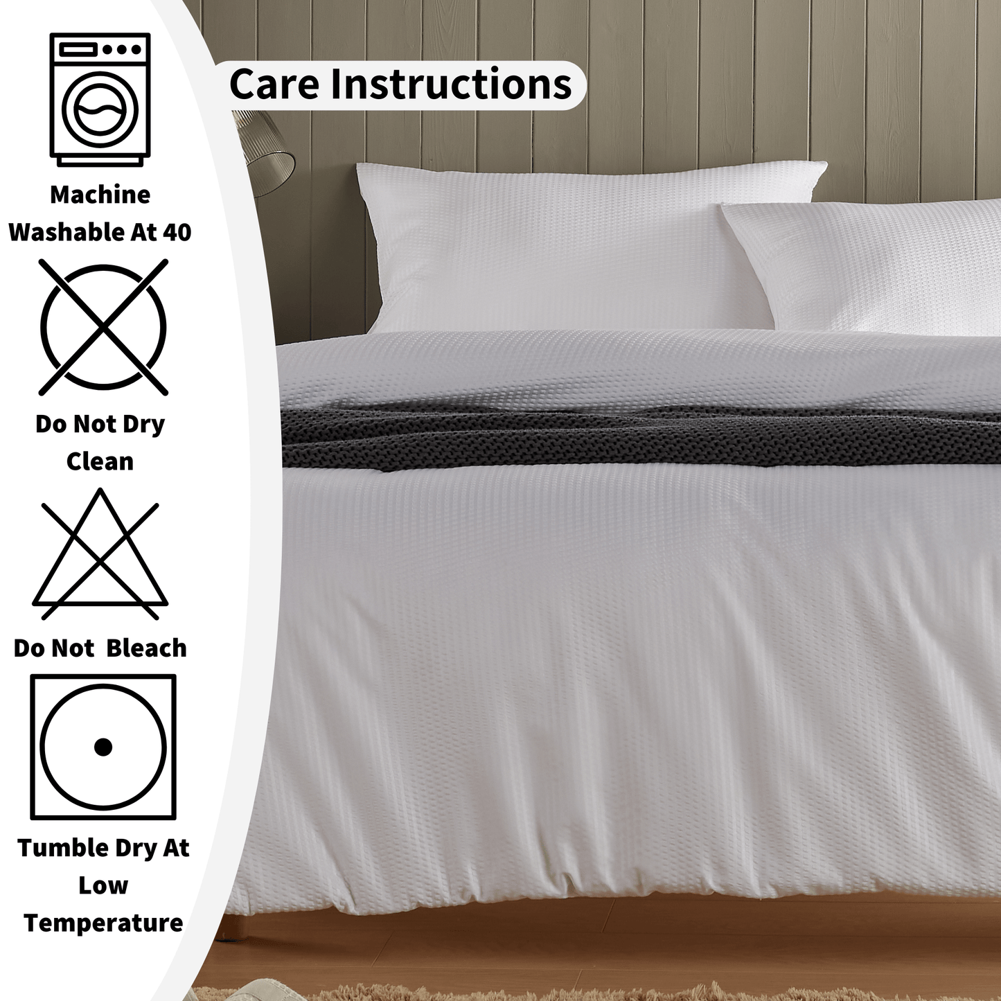 Monaco Seersucker Duvet Cover Set Super Soft Durable Bedding