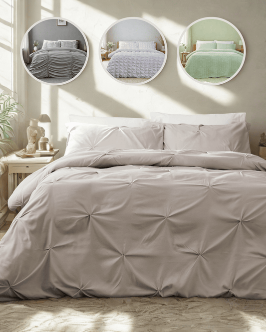 Textured Pintuck Ruffles Pleated Microfibre Duvet Cover Sets